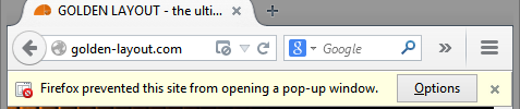 Popup blocked Warning in Firefox