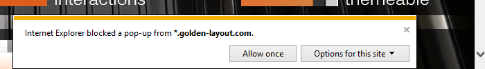 Popup blocked Warning in Internet Explorer